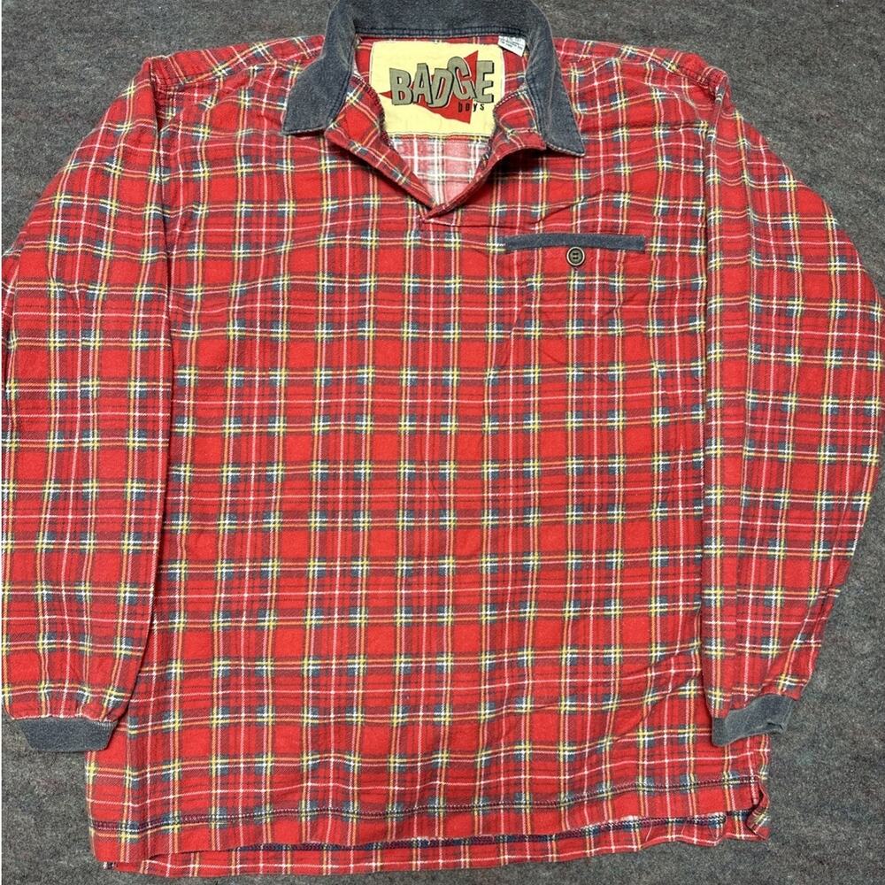 Vintage Polo Ralph Lauren Rugby Shirt Youth L Red Plaid Long Sleeve